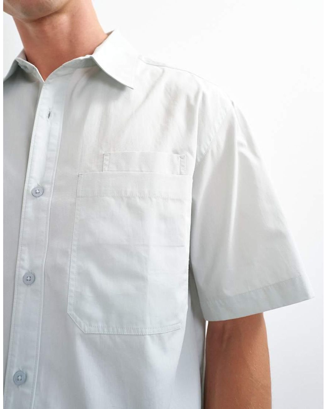 Topman White Relaxed Fit Crop Poplin Shirt for men