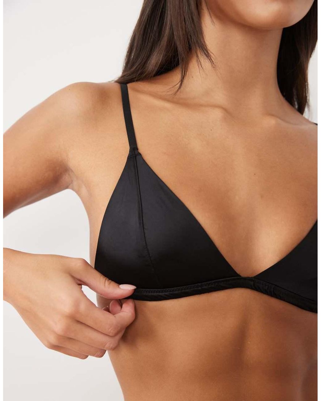 New Look Black Satin Triangle Bralette