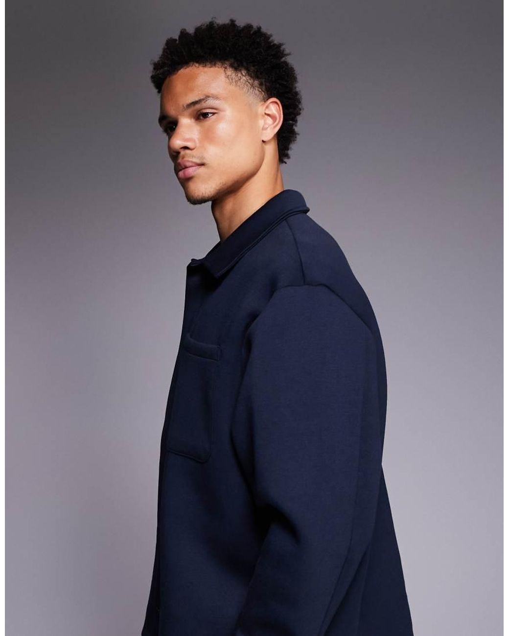ASOS Blue Heavyweight Oversized Overshirt for men