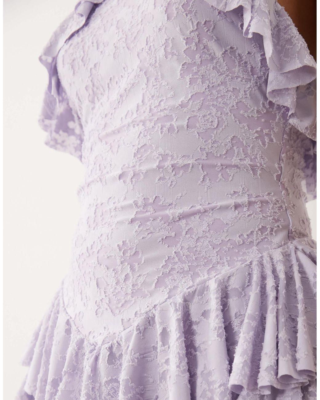 ASOS Purple Devore Halter Neck Peplum Ruffle Top
