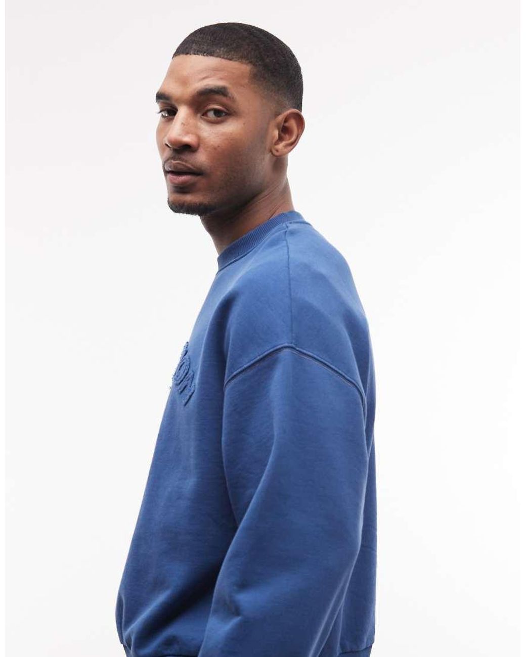 Collusion Blue Logo Boxy Sweatshirt for men