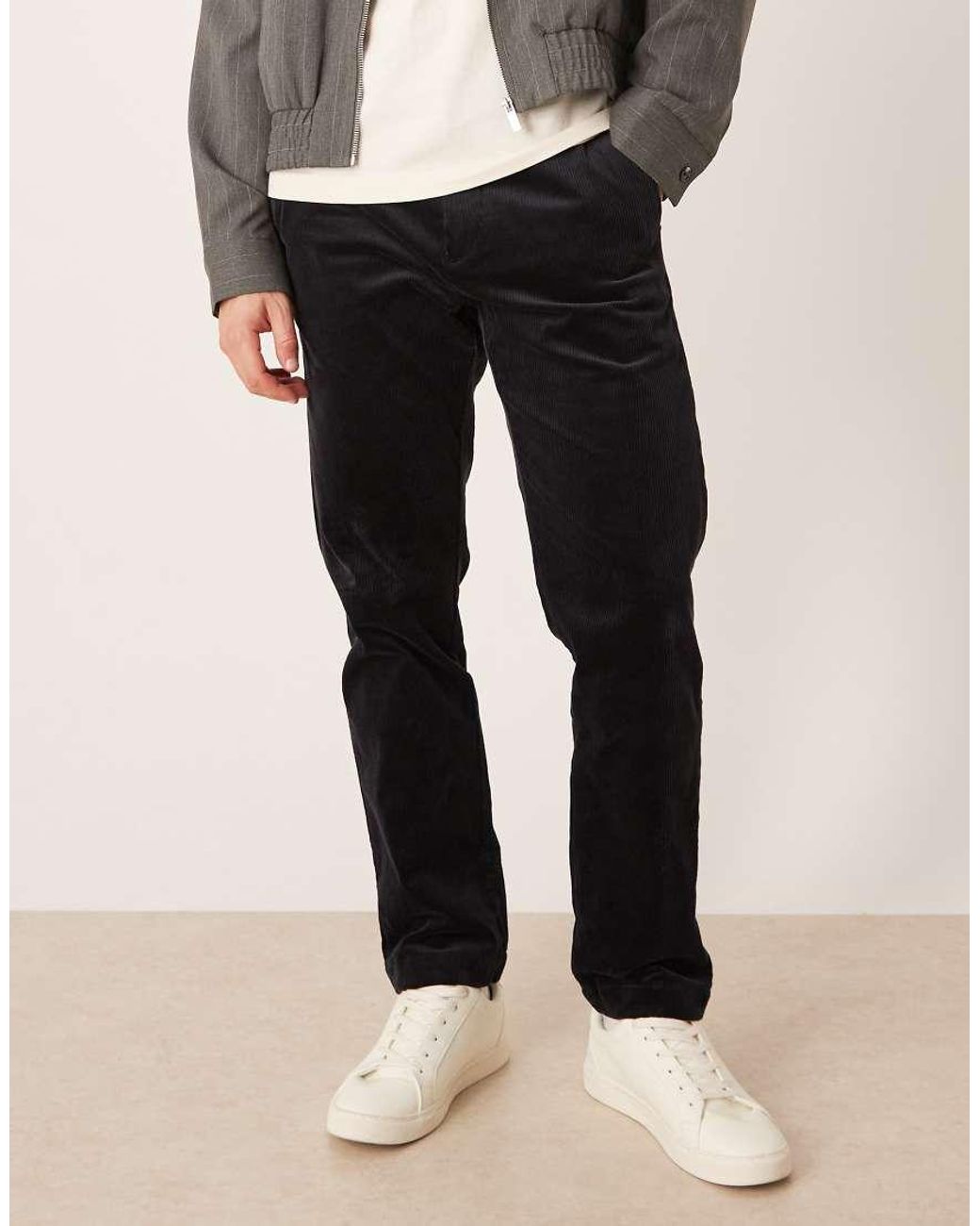 Mango Blue Tapered Cord Trousers for men