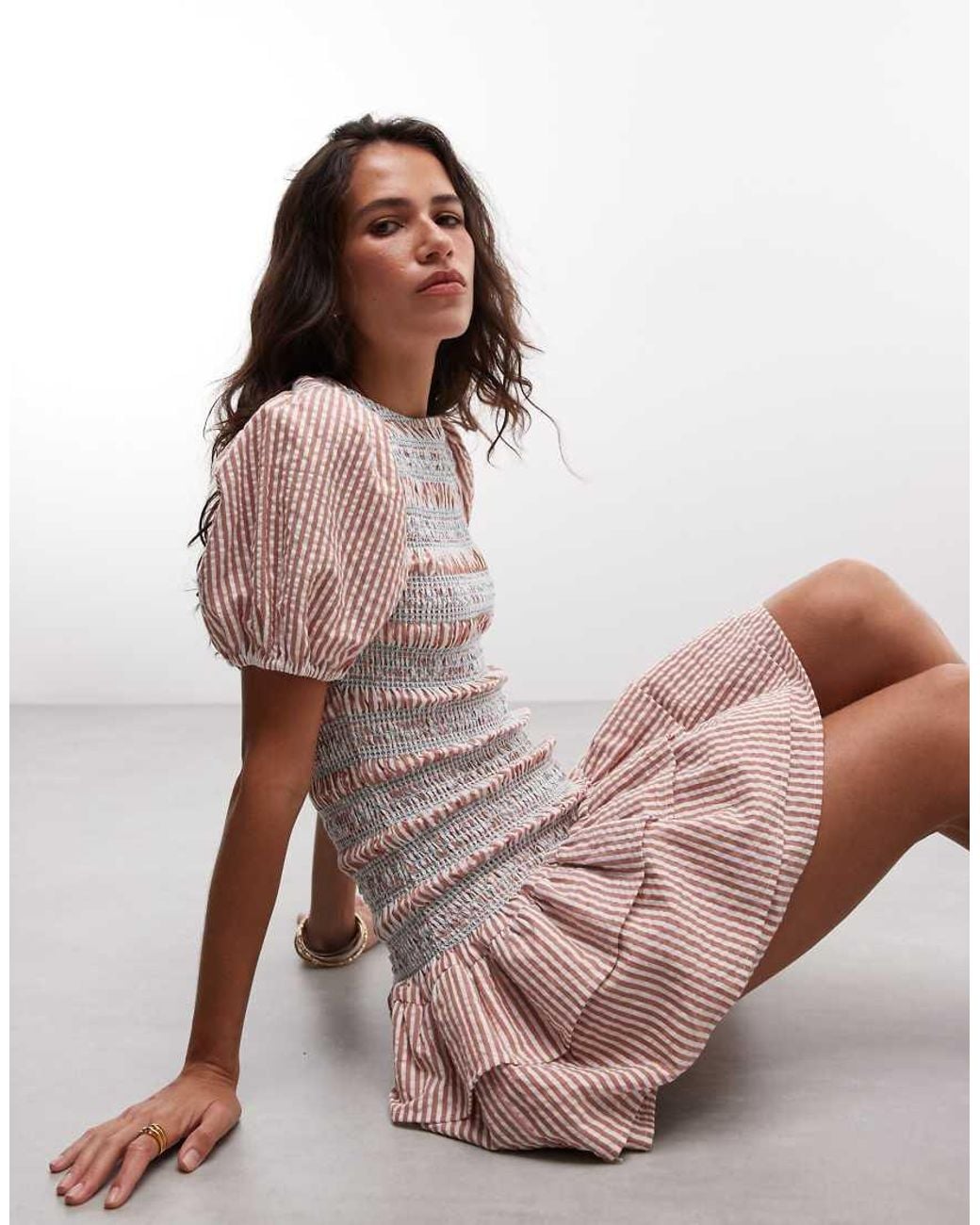 Reclaimed Vintage Pink Mini Dress With Puff Sleeve