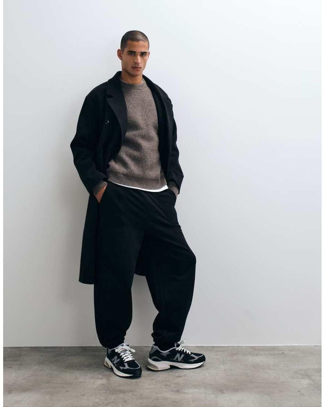 ASOS Gray Super Oversized Knitted Wool Blend Rib Jumper for men