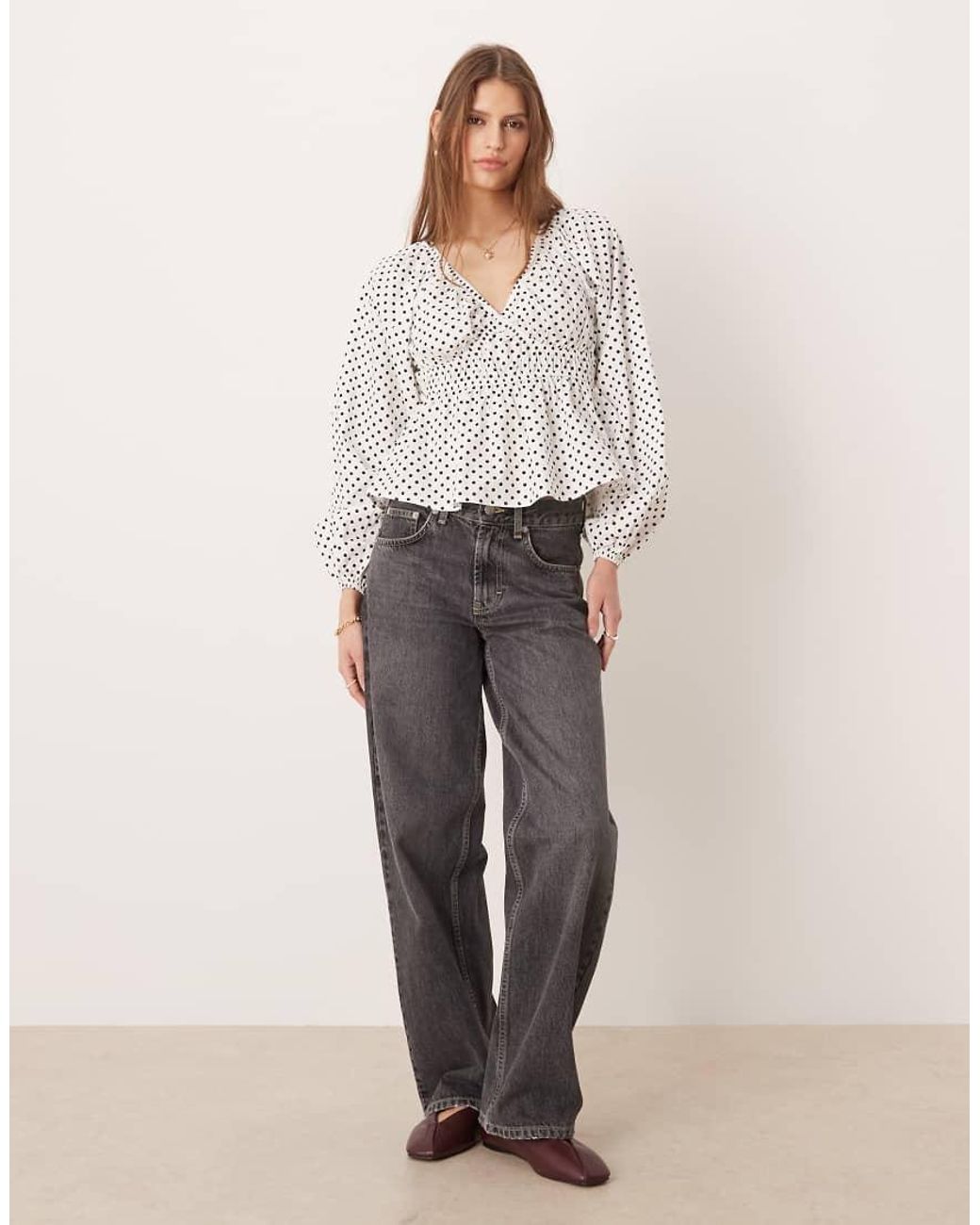 Glamorous Gray Balloon Sleeve Blouse