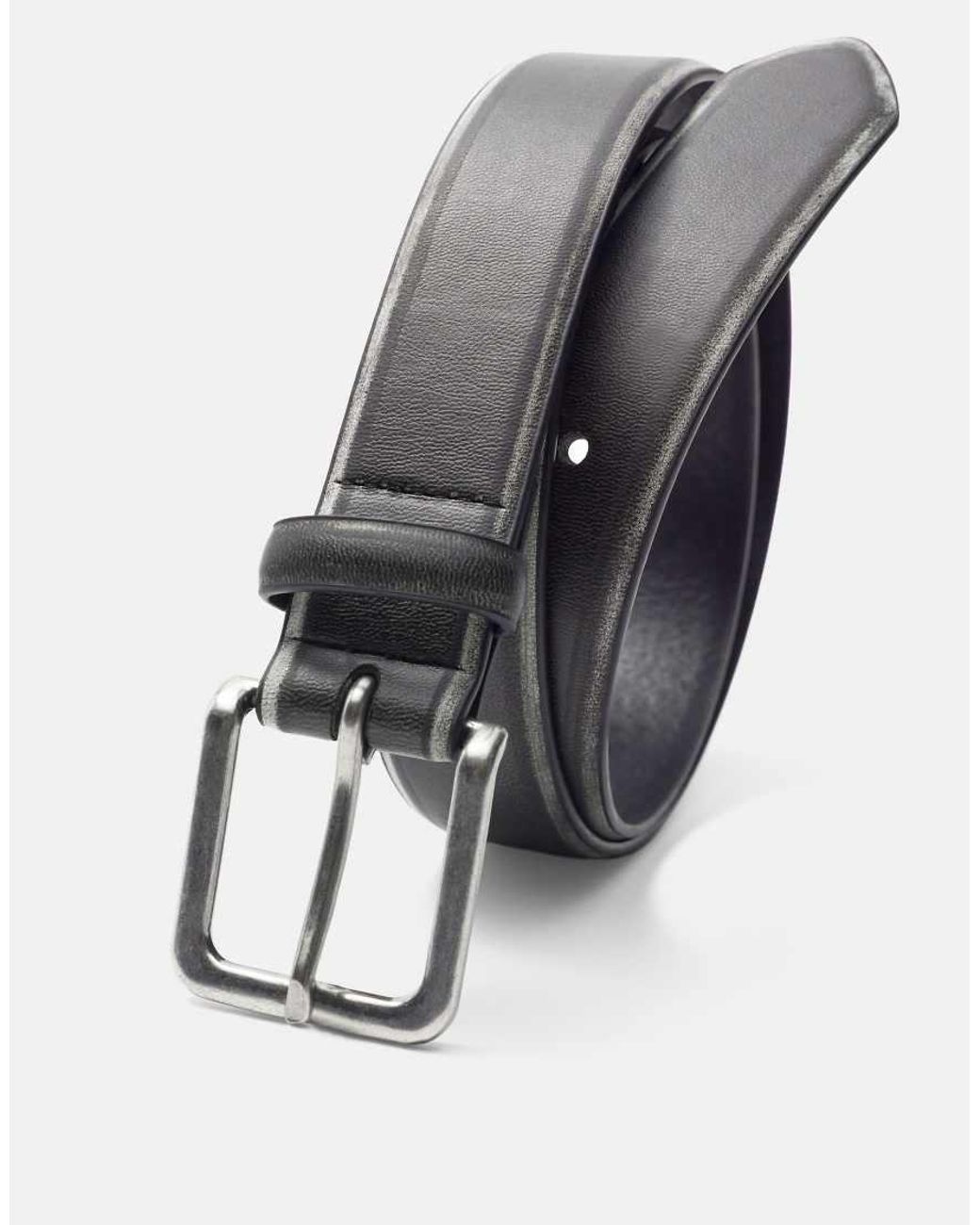 Pull&Bear Black Stwd Distressed-Effect Belt for men