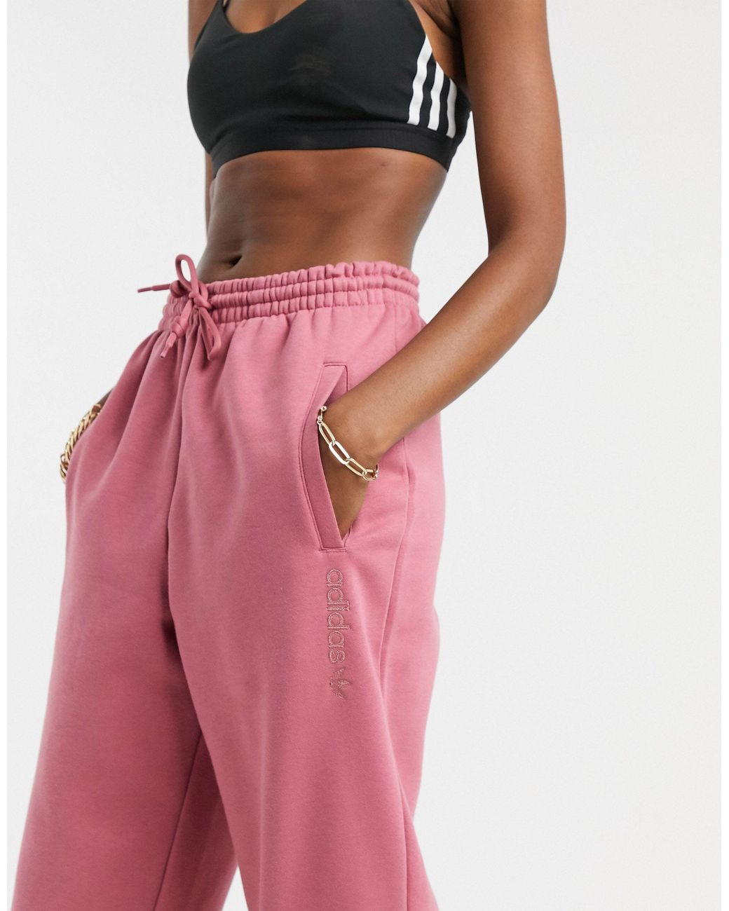 adidas 'cosy Comfort' Cuffed joggers in Pink Lyst