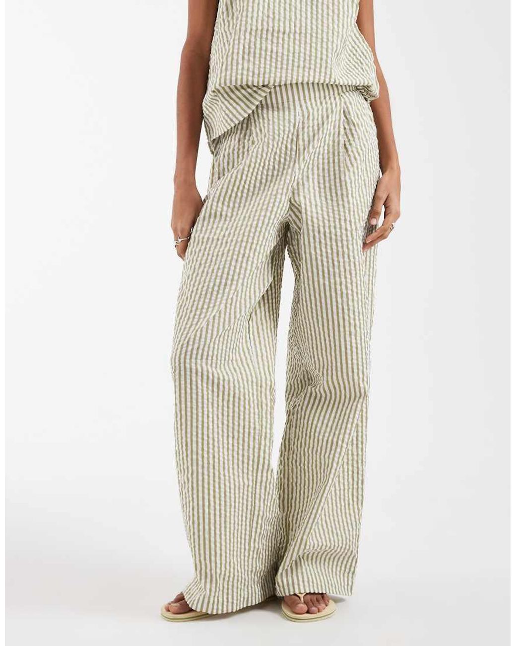 ASOS Natural Seersucker Co-ord Volume Trouser