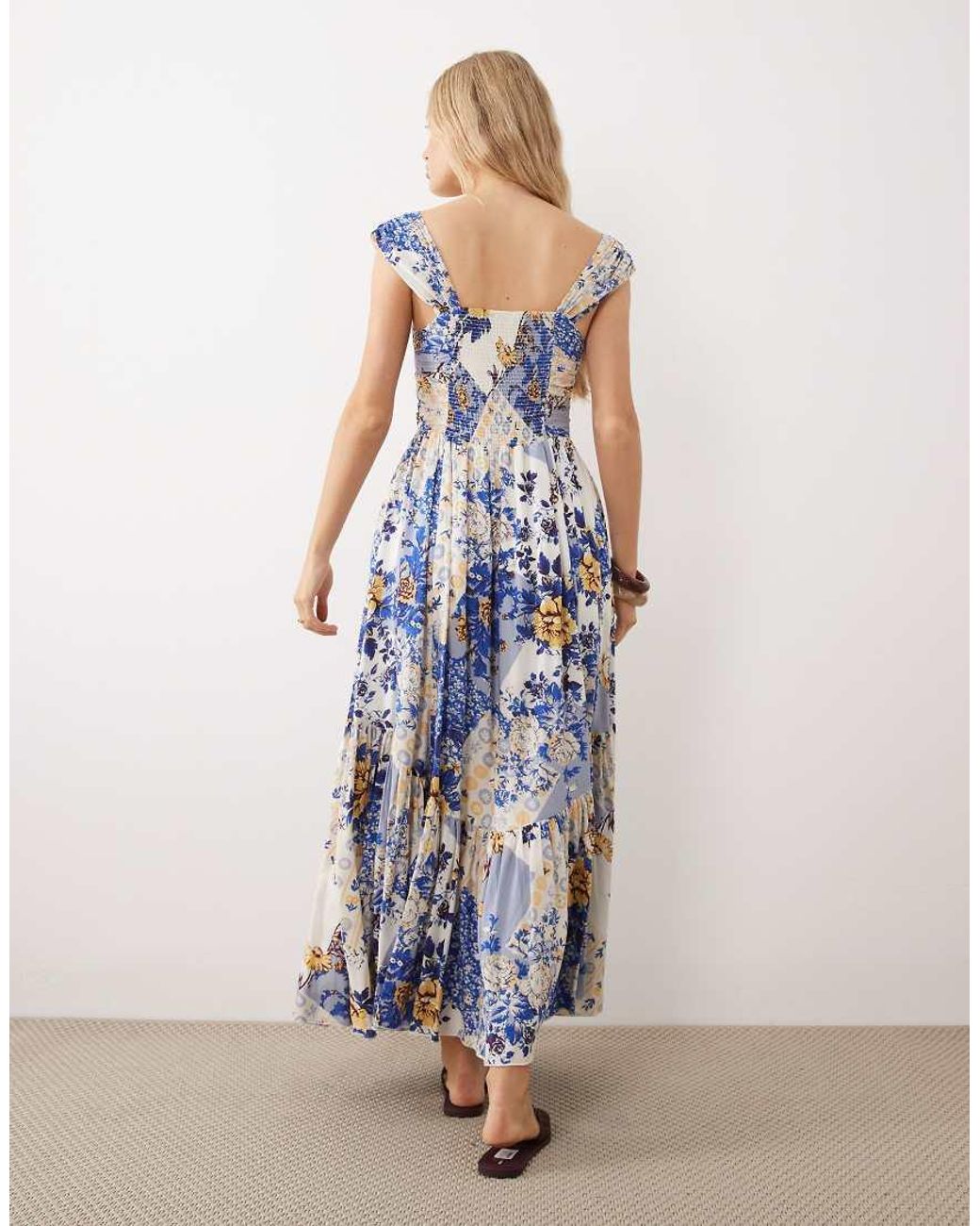 Free People White Corset Style Drop Waist Maxi Dress