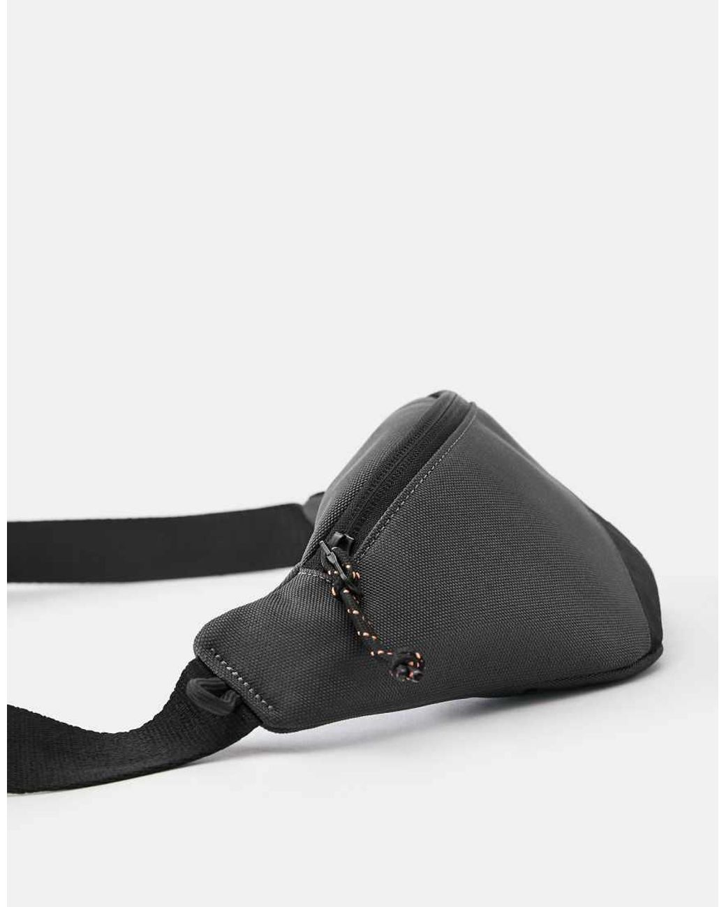 Pull&Bear Black Mixed Fabric Stwd Belt Bag for men