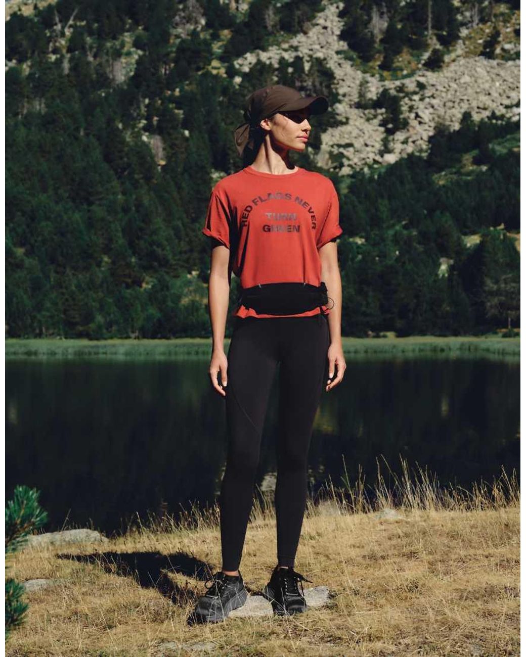 Oysho Red Boxy Cotton Blend Slogan T-Shirt