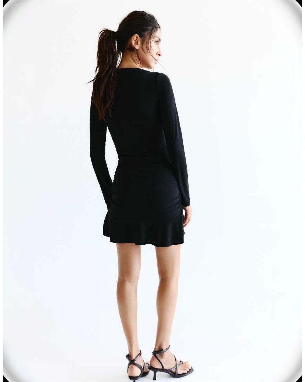 Pull&Bear Black Gathered Short Dress
