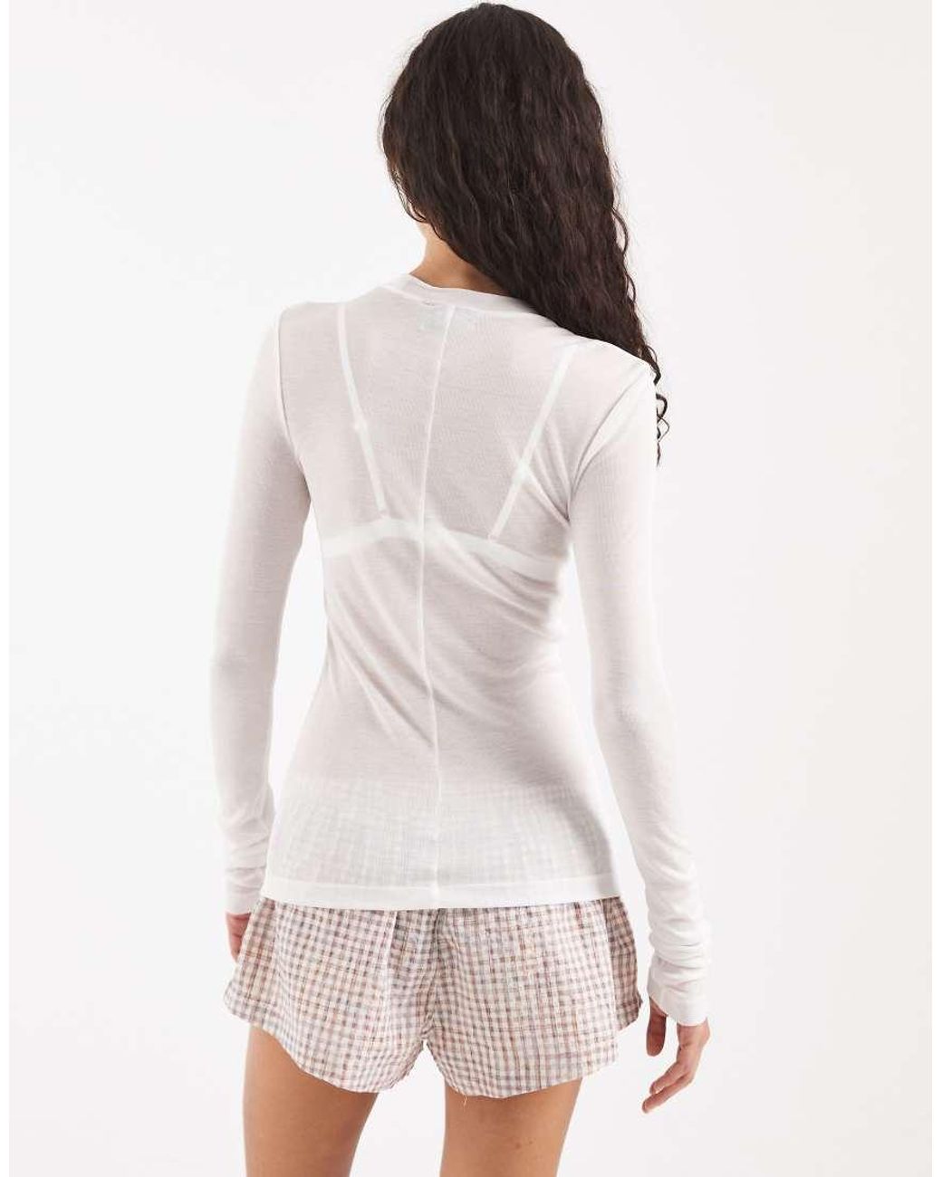 ASOS White Lounge Semi Sheer Long Sleeve Top