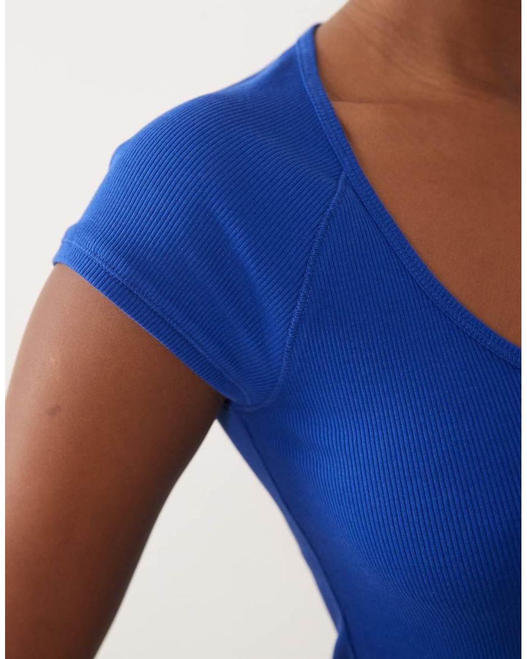 ASOS Blue Ribbed Raglan V-neck Baby Tee