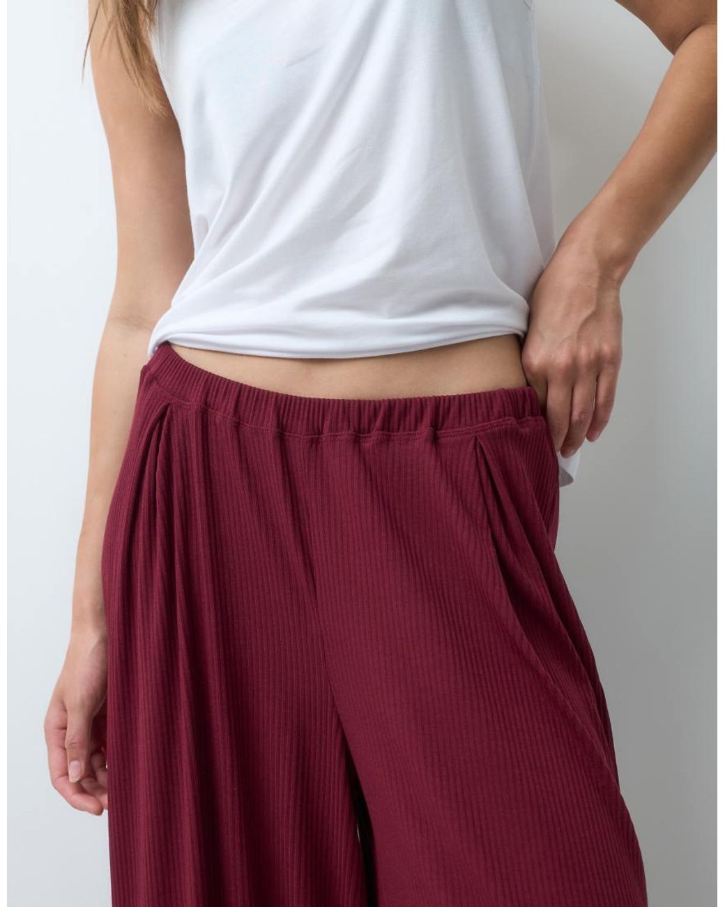 ASOS Red Asos Design Tall Lounge Ribbed Mix & Match Wide Leg Bottom