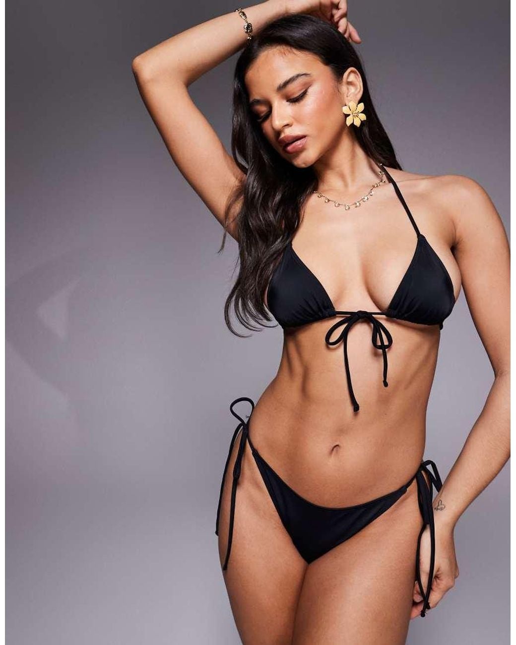 ASOS Black Maya Rio High Leg Tie Side Bikini Bottom