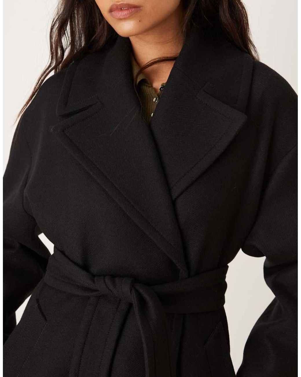 Mango Black Tailored Tie-waist Coat