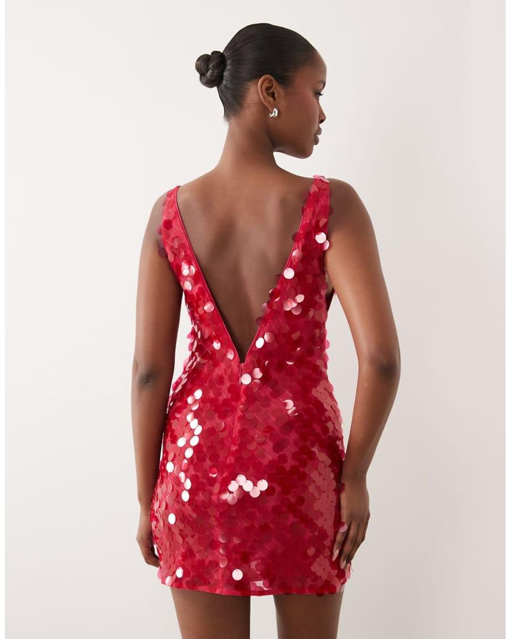 ASOS Red Sequin Plunge Mini Dress