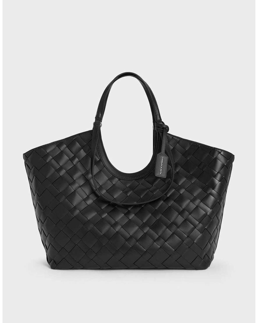 Charles & Keith Black Ivette Woven Tote Bag