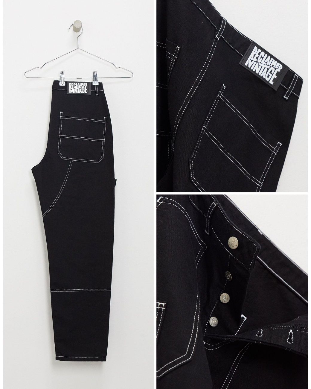 Prmtvsm Contrasting Patchwork Cargo Jeans M / Retro Black