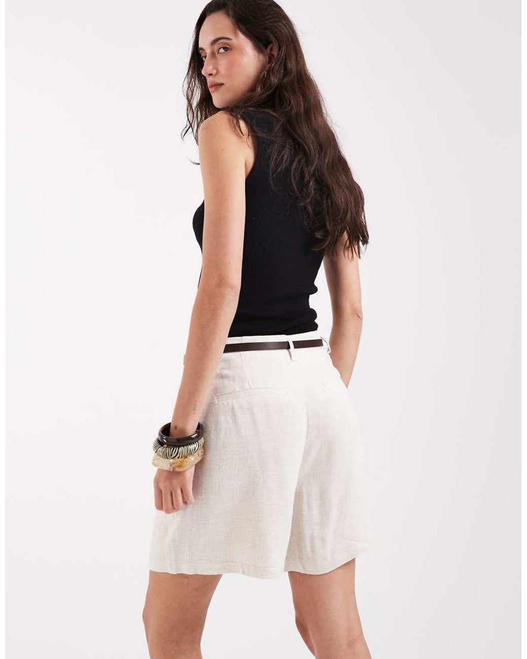 ONLY Natural Linen Mix Tailored Short