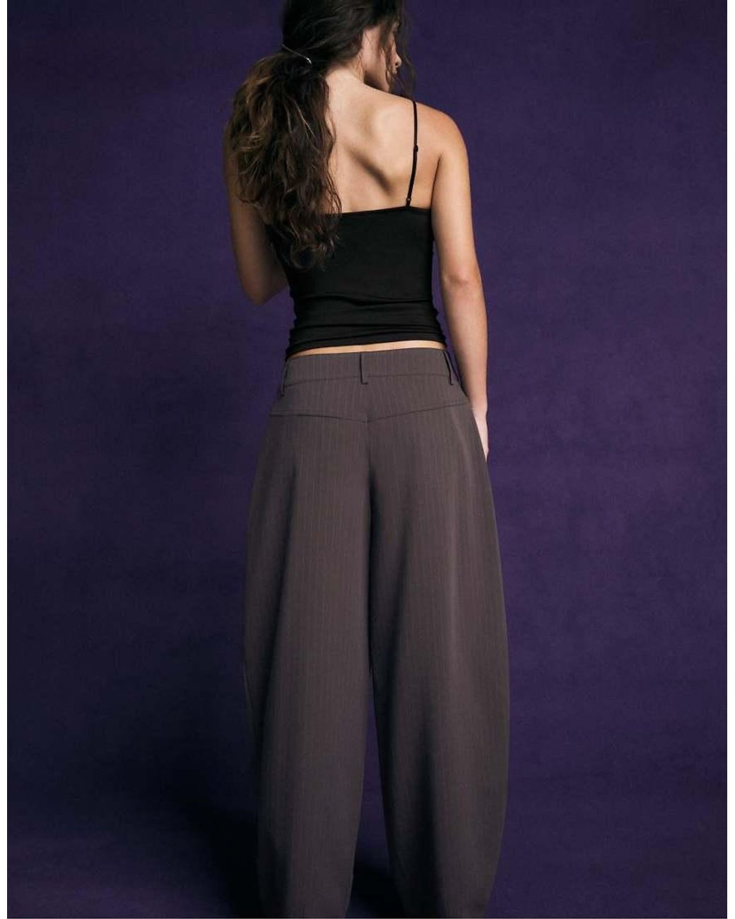 Stradivarius Blue Tailored Barrel Trousers