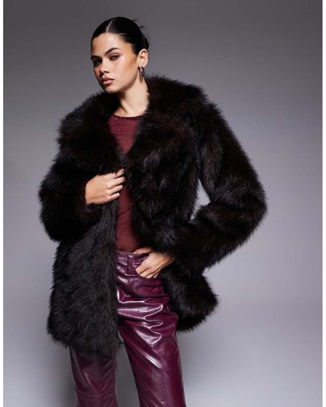 The Frolic Purple Exclusive Oversized Collar Faux Fur Jacket