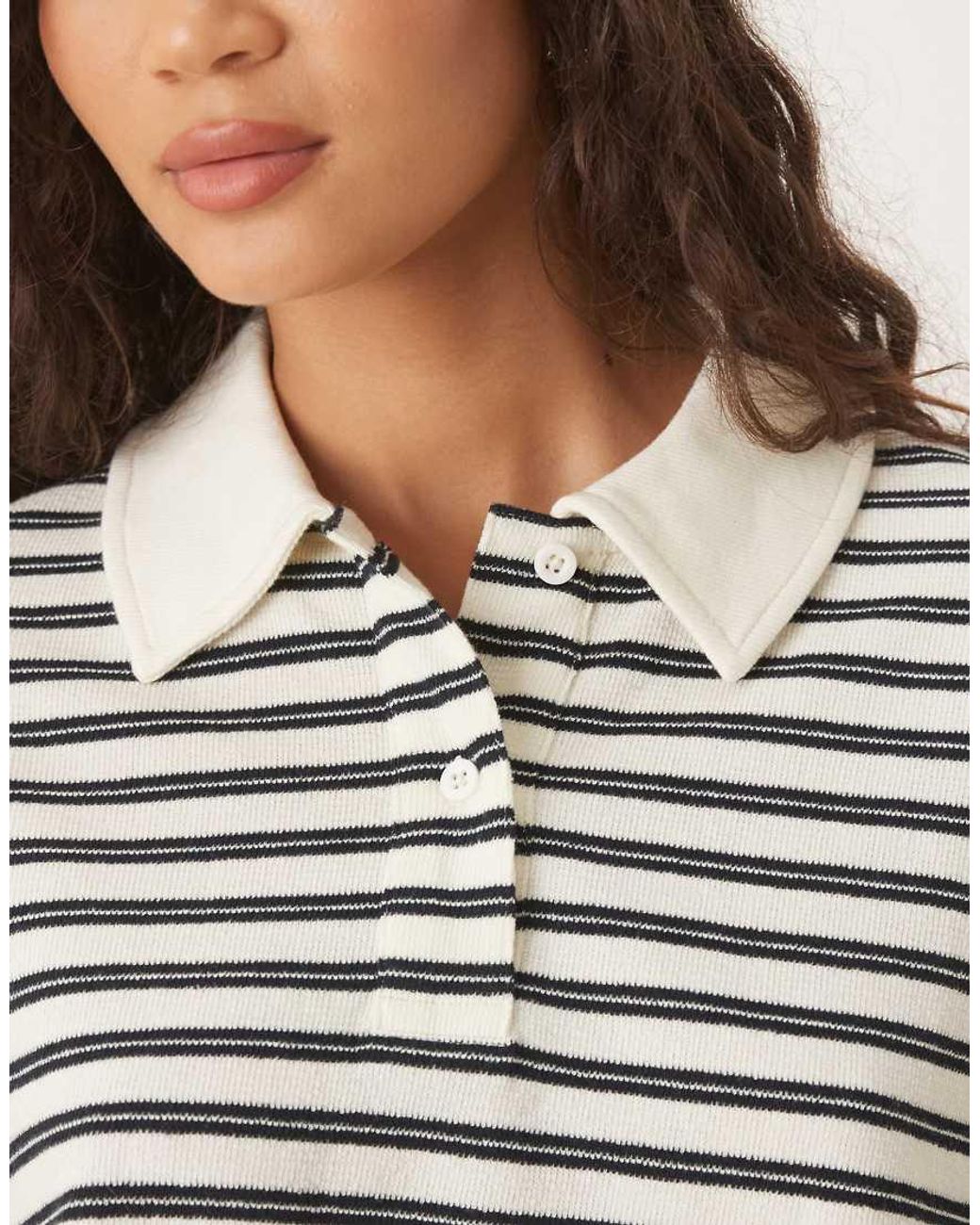 ASOS Gray Textured Rugby Collared Top