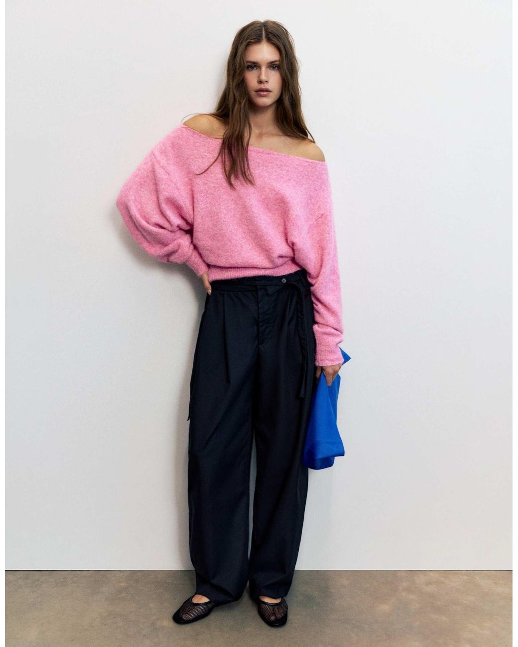 Pull&Bear Red Regular fit pullover mit u-boot-ausschnitt