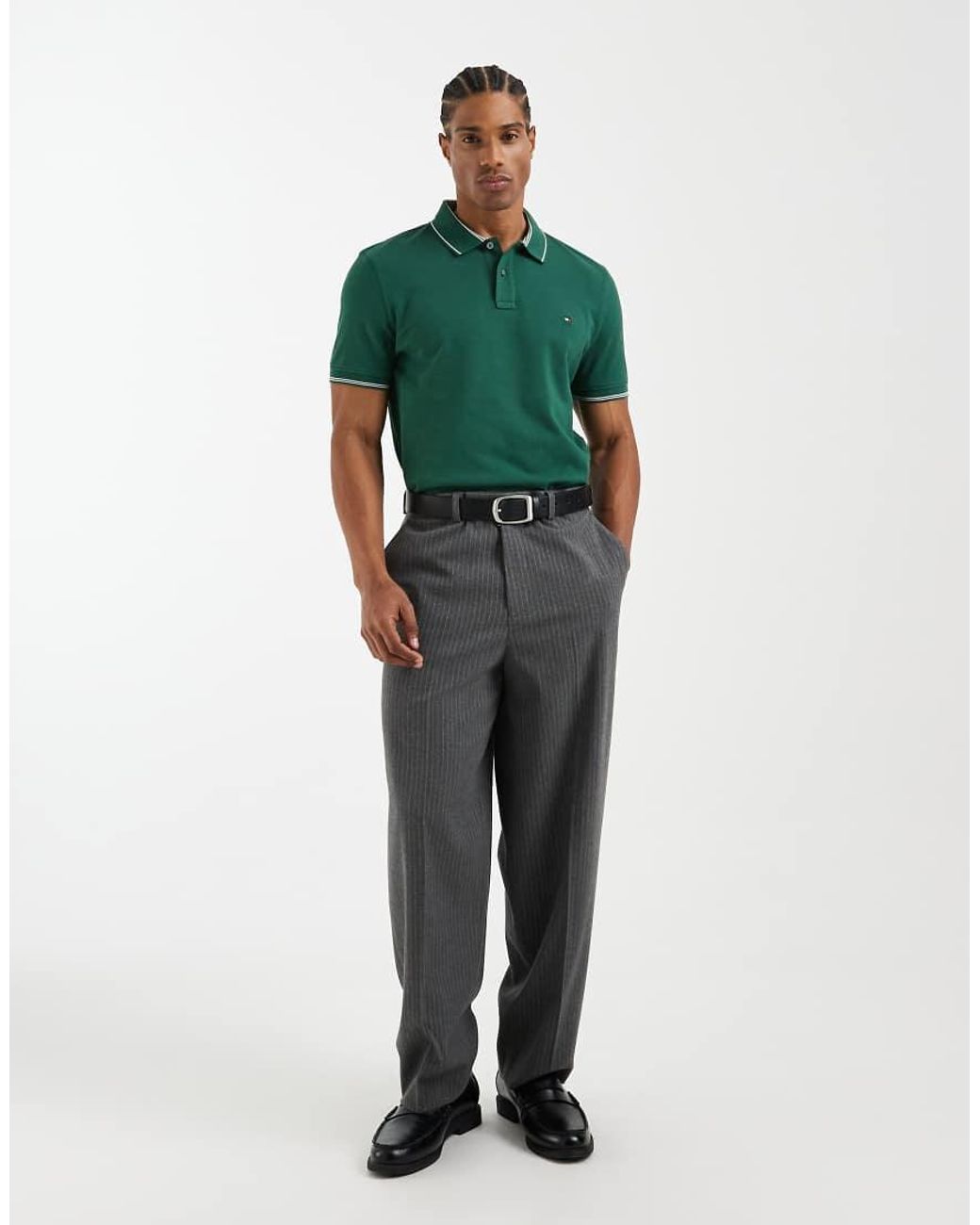 Tommy Hilfiger Green Cotton Pique Collar Regular Fit Polo Shirt for men