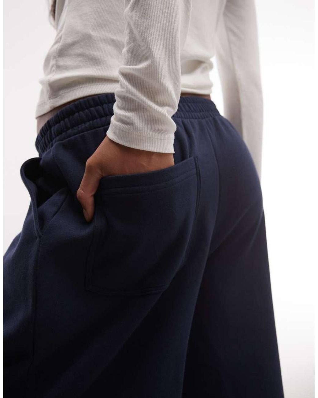 ASOS Blue Wide Leg Sweatpants With Pleat