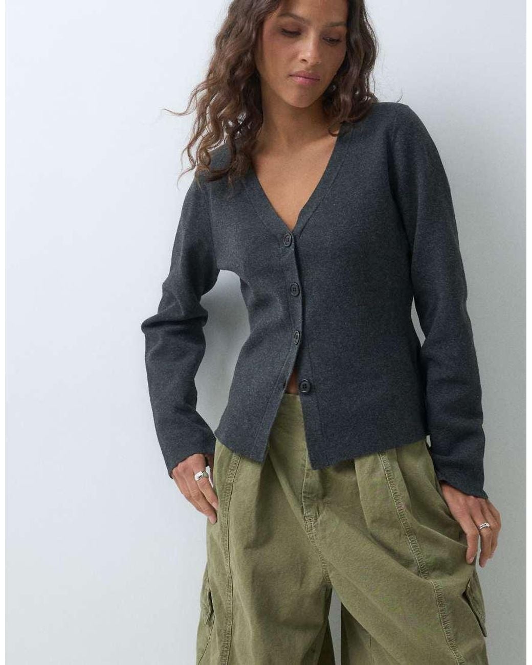 Vero Moda Gray Structured Knitted Cardigan