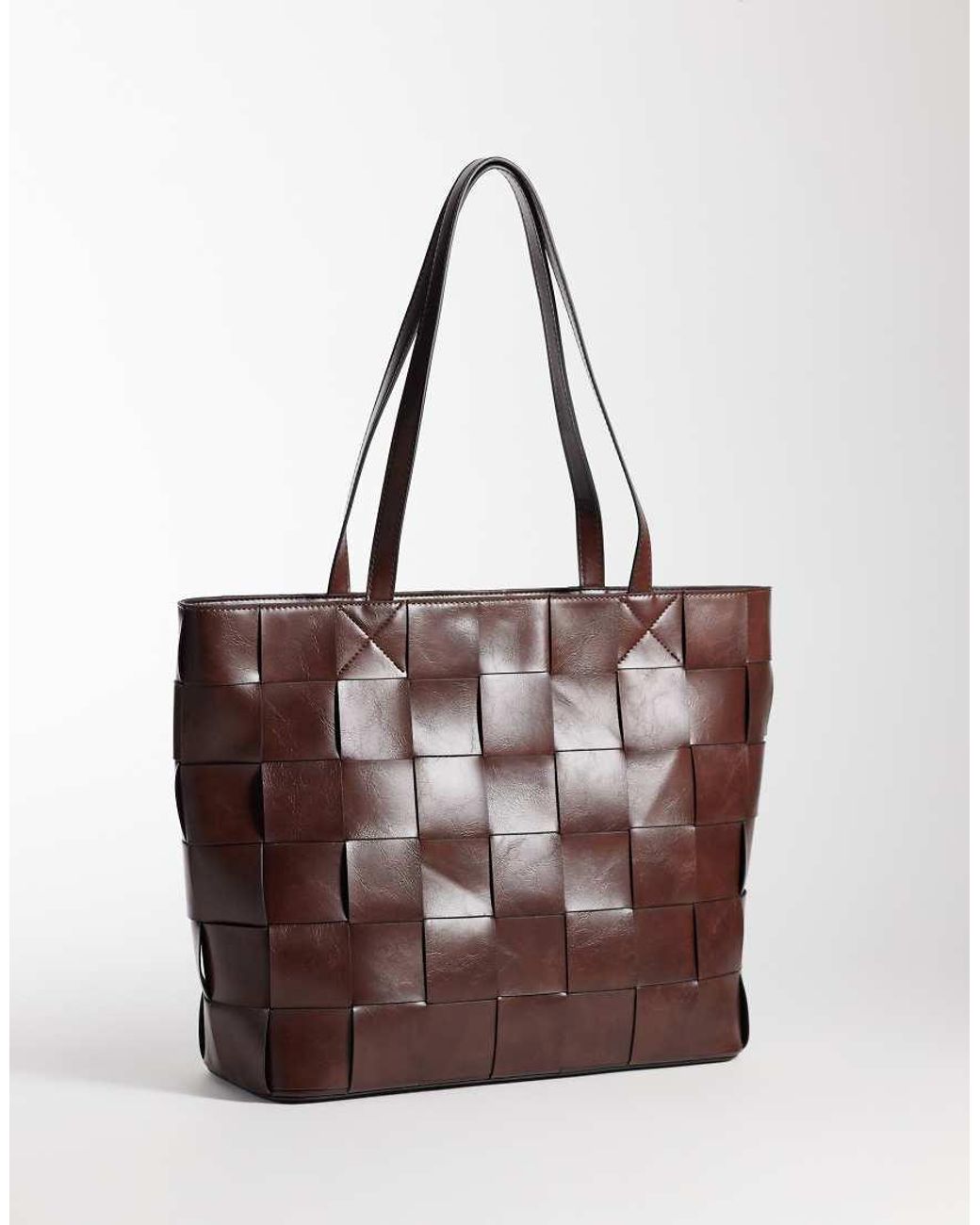 ASOS Brown Embossed Weave Tote Bag for men
