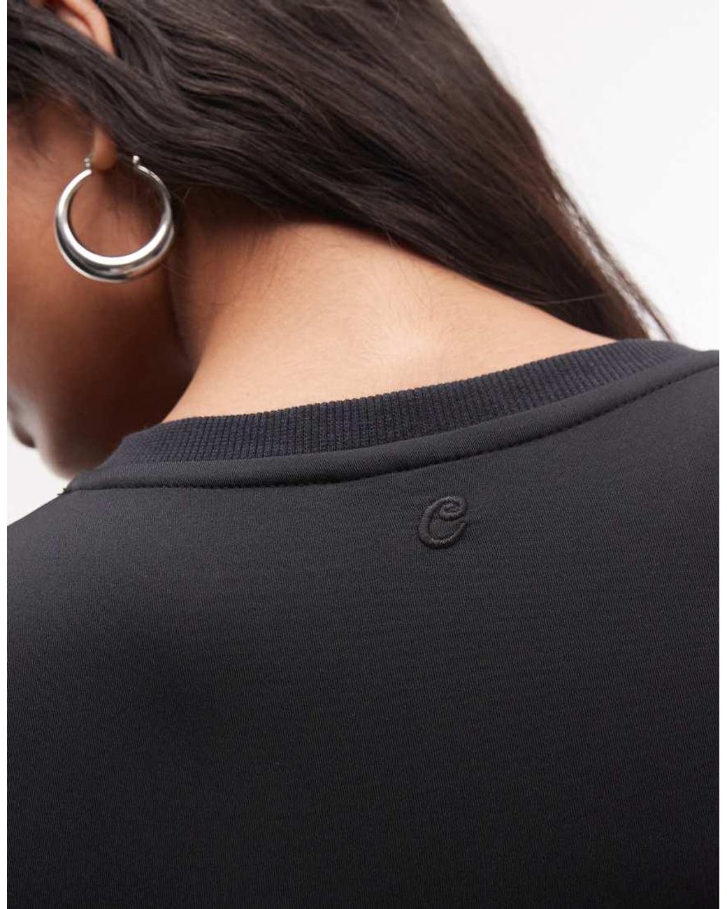 Collusion Black 3/4 Length Sleeve V Neck Fitted Top