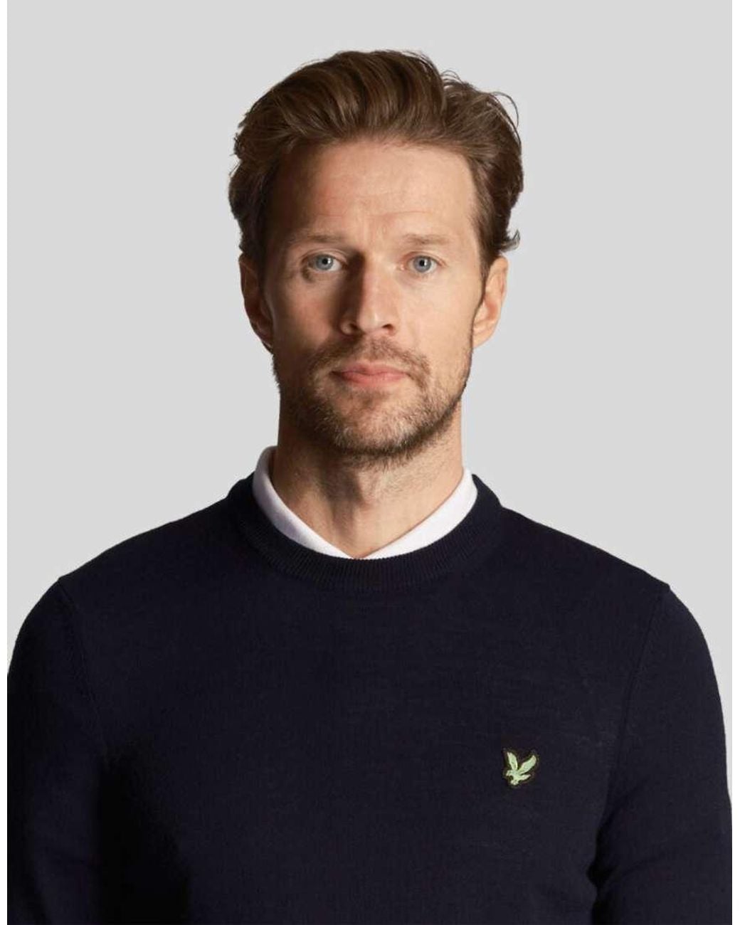 Lyle & Scott Blue Mid Knits Golf Polyblend Crew Neck Pullover for men