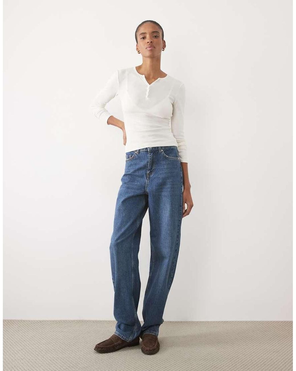 JDY Tall Blue High Waist Barrel Jeans