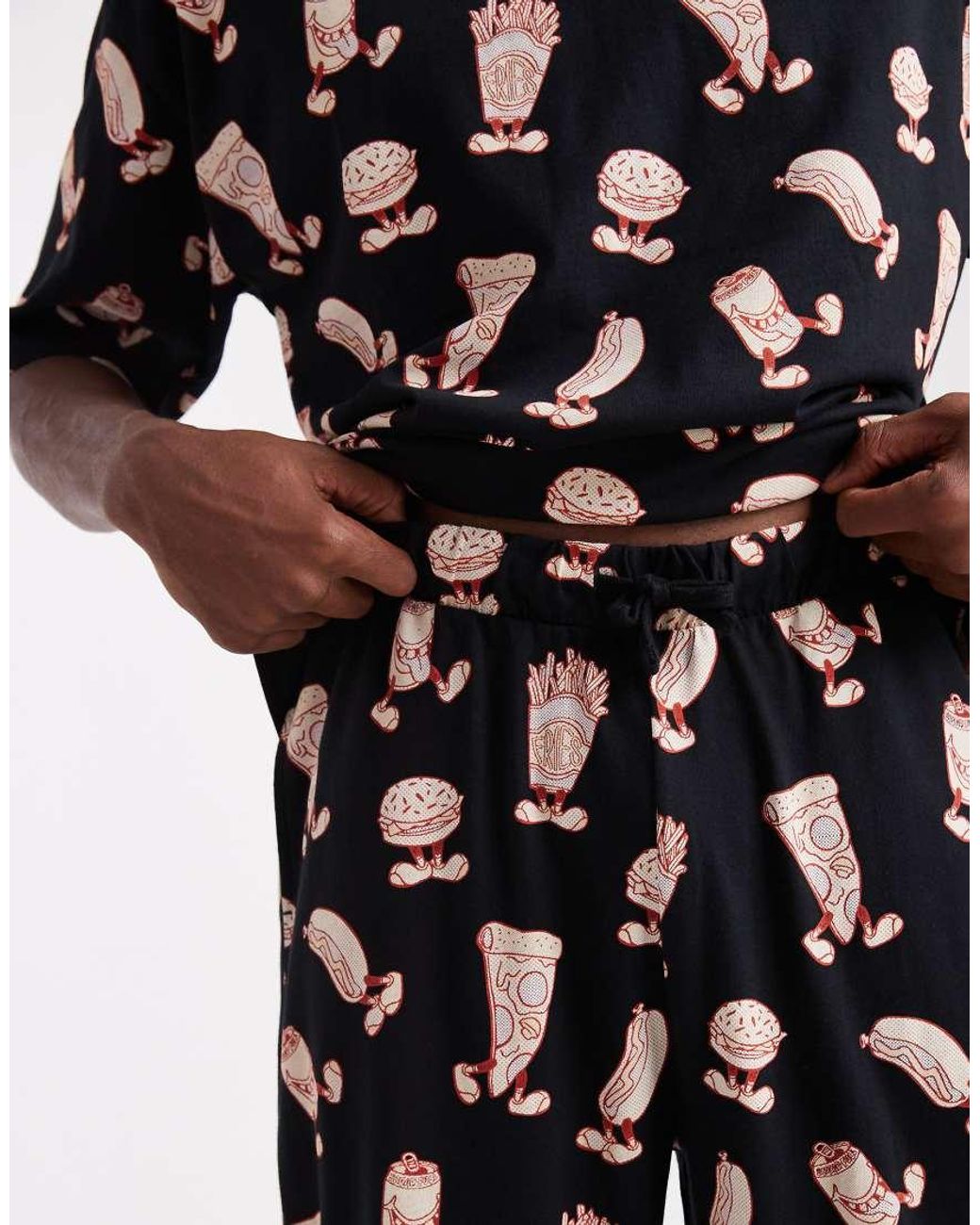 ASOS White Pyjama Set With Food Graphic for men