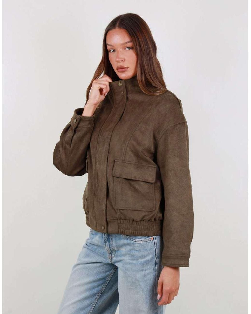 SIMMI Brown Faux Suede Cargo Pocket Jacket
