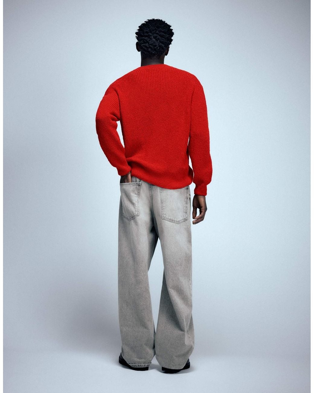 Pull&Bear Basic bouclé-strickpullover in Red für Herren
