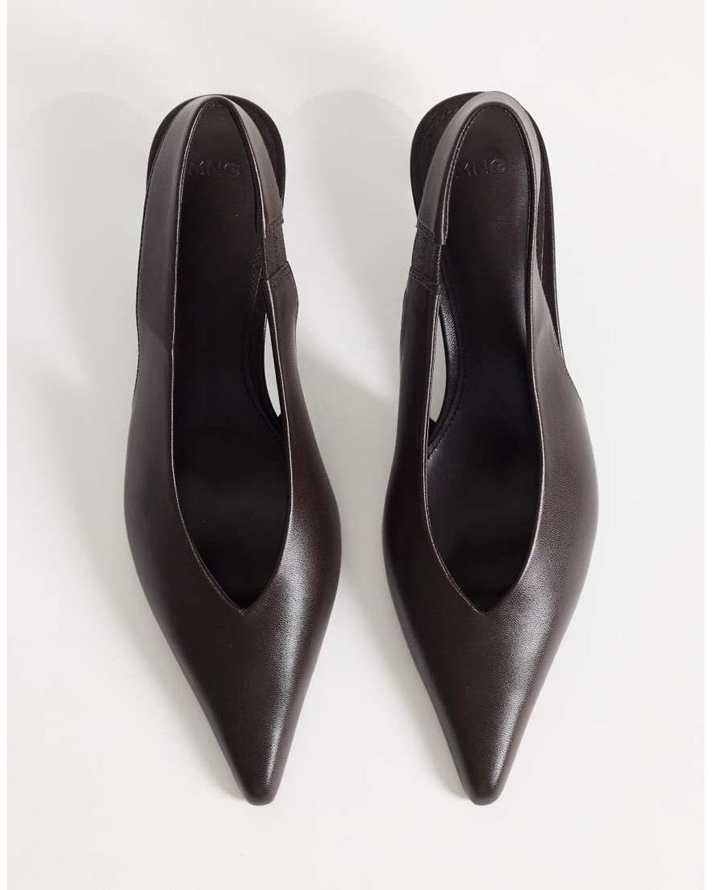 Mango White Slingback Pointed Heeled Shoe
