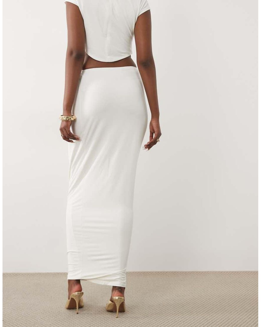Ruched & Ready Natural Sculpting Jersey Draped Maxi Skirt