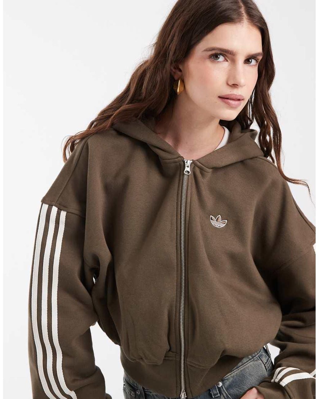 Adidas Originals Brown Signature Full Zip Hoodie