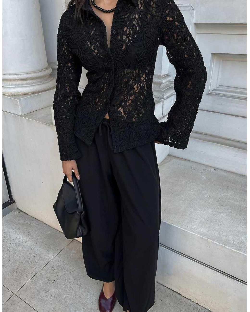 NA-KD Black Lace Shirt