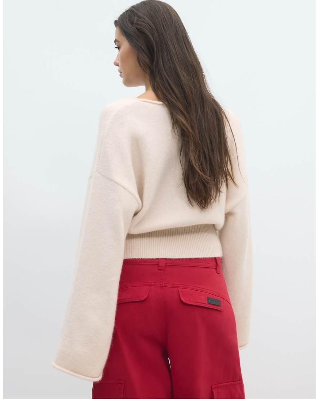 Stradivarius Red Soft Knit Waistband Jumper