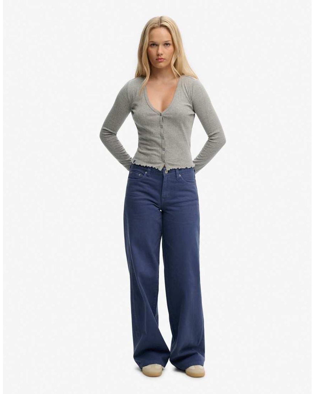 Superdry Gray Athletic Essential Pointelle Cardigan