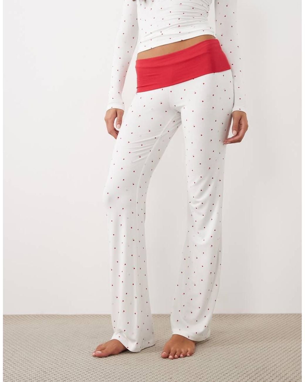 Cotton On White Lounge Airy Soft Roll Over Waist Trouser