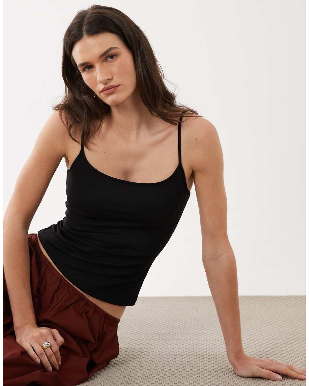 Mango Black Strappy Cami Top