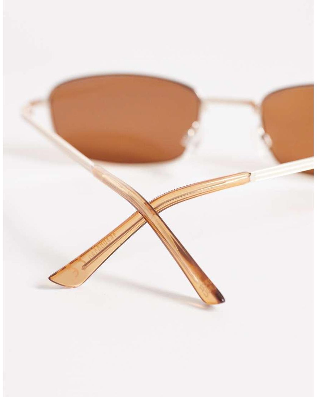 ASOS Pink Rectangle Metal Sunglasses for men