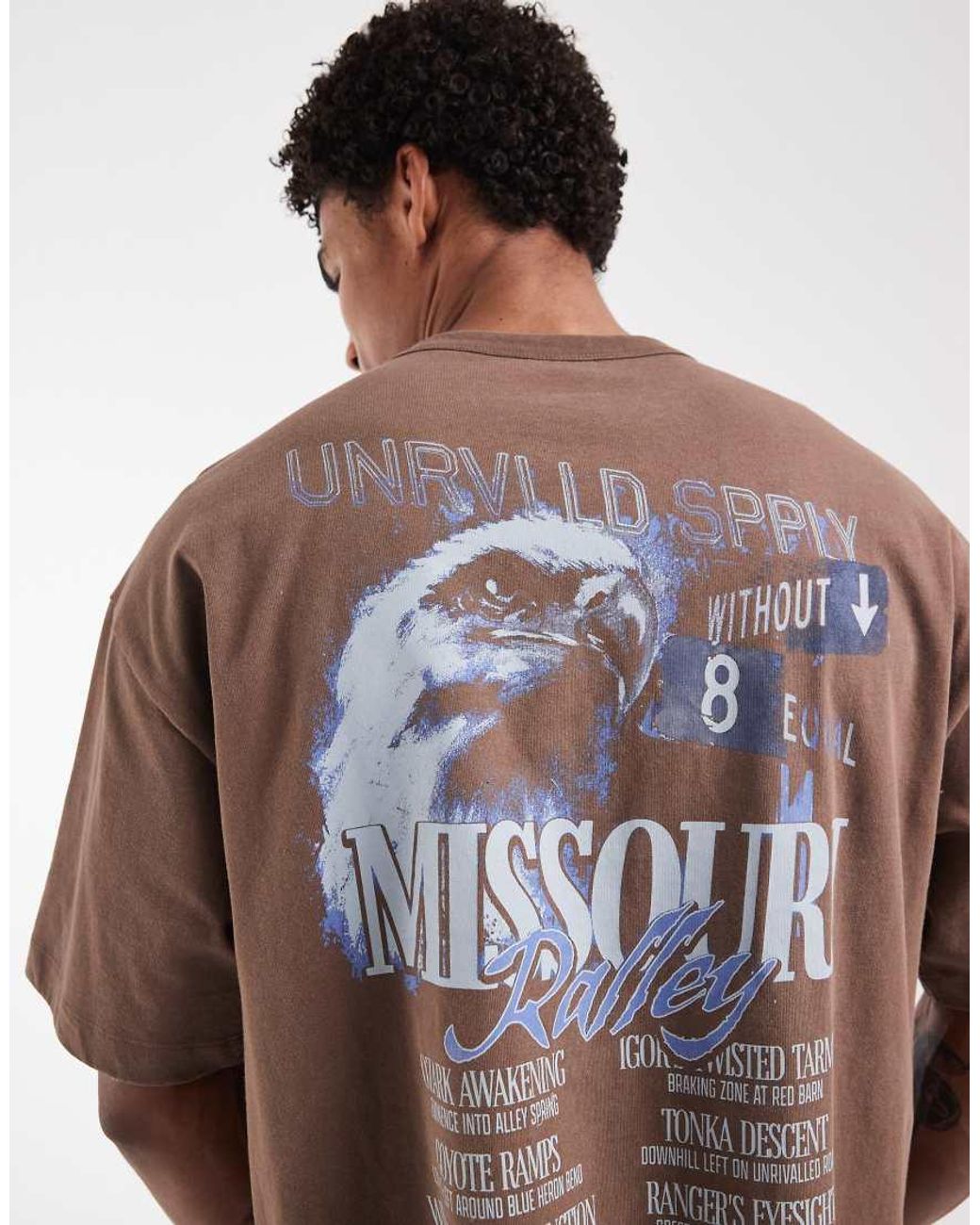 ASOS Brown Boxy Oversized T-shirt With Missouri Graphic for men