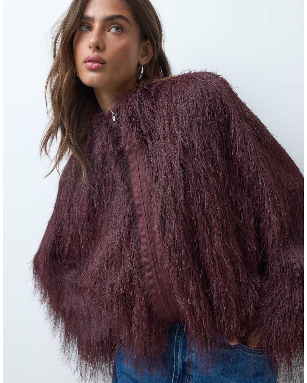 ASOS Purple Fluffy Bomber Jacket